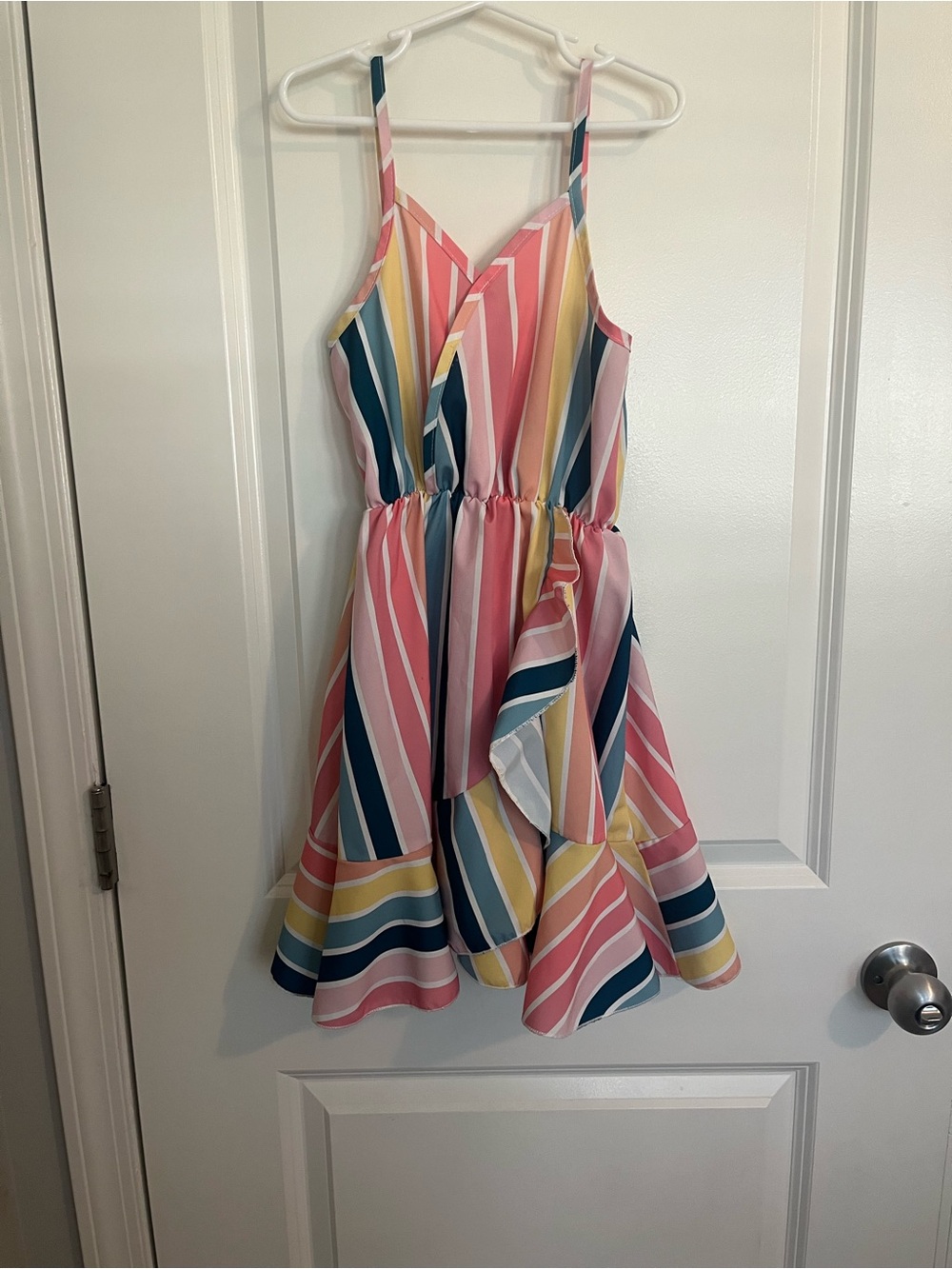 Source Unknown Multicolor Striped Sundress - Pink, Yellow & Blue